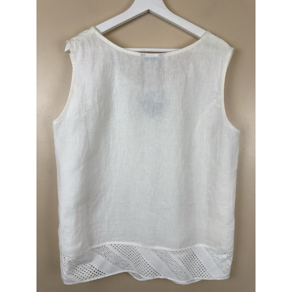 NWT Chesca Women’s White Sleeveless Scoop Neck Top Size 3 Resort Coastal Beach - Picture 4 of 10